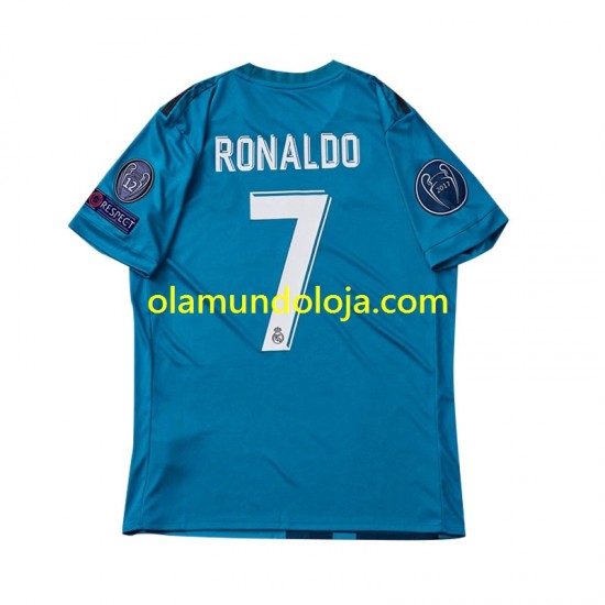 Camisola Real Madrid Cristiano Ronaldo 7 2017 Retro Criança Equipamento Terceiro Manga Curta